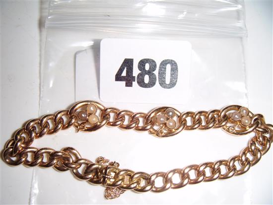 Victorian 9ct gold and split pearl bracelet